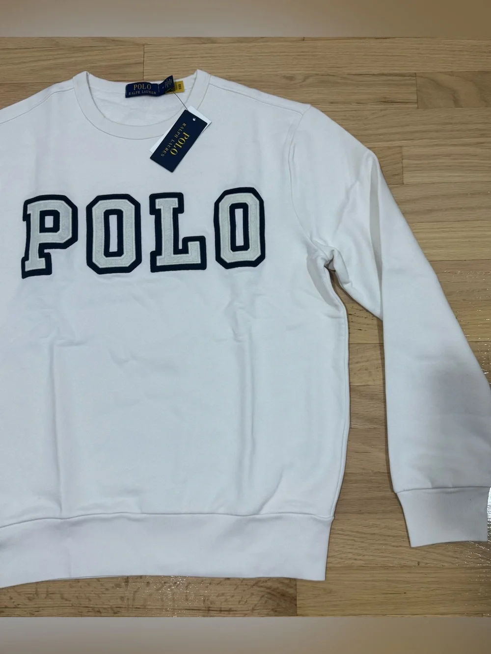 Polo Ralph Lauren Men's Embossed Stitched Pony Logo Fleece Sweatshirt White S